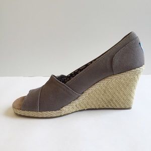 Toms grey canvas wedge shoes