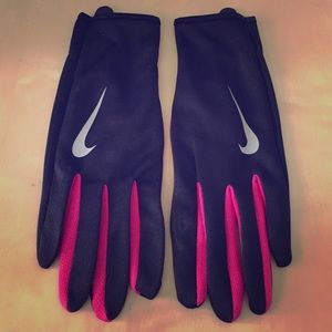 Black and Pink Nike running gloves Sz L
