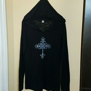 Hooded sheer l/s shirt