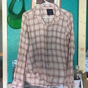Pink AEO plaid flannel