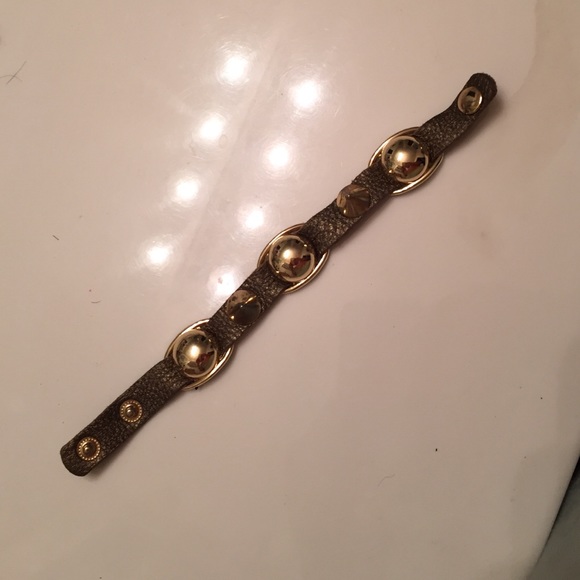 Copper bracelet leather and stainleess steel