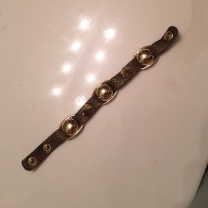 Copper bracelet leather and stainleess steel