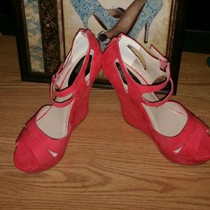 Coral Suede Wedge