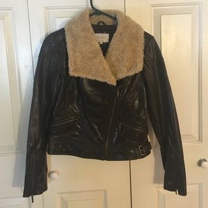 🚫Sold🚫Brown leather moto jacket