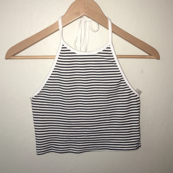 Striped halter top.