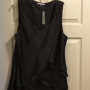 Dark grey sleeveless silky top