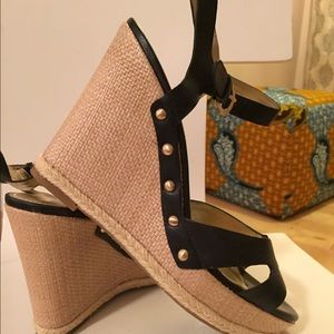 Nearly new Ivanka Trump black studded wedges!