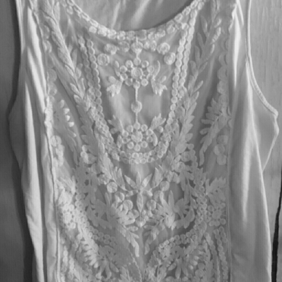 Cotton and lace tank top