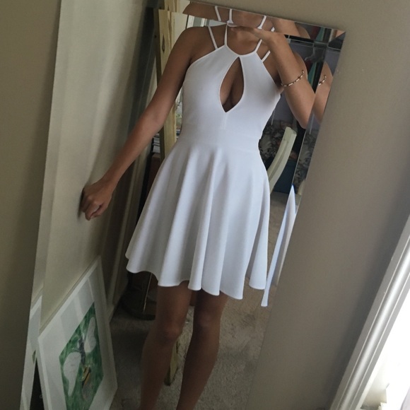 Textured White Cutout Dress