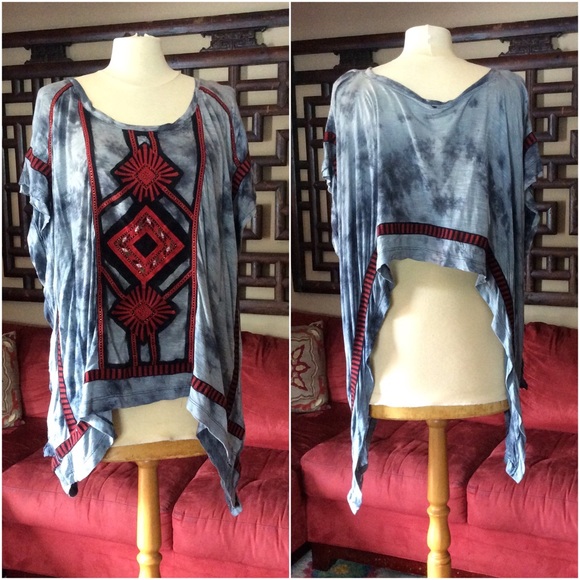 FP Tie-Dyed Embroidered Open-Back Top