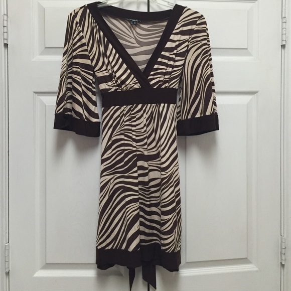Brown and Cream Brown Zebra Print Dress