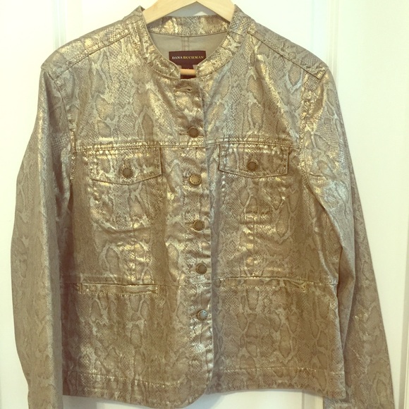 Metallic gold snake print Dana Buchman jacket