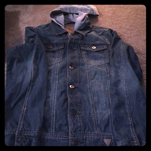 Boys guess hooded denim jacket