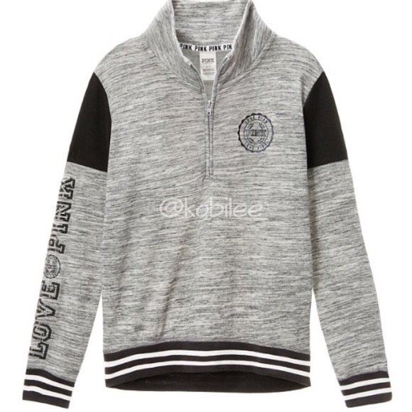 VS Pink L heather night bling high/low half zip - Picture 1 of 4
