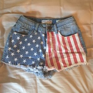 American flag denim shorts
