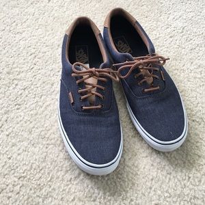 Mens Blue and Brown Leather Vans.