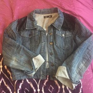 Forever 21 denim jacket with black lace details ✨
