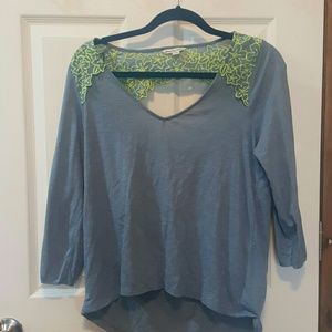 Blueish gray mid sleeve blouse