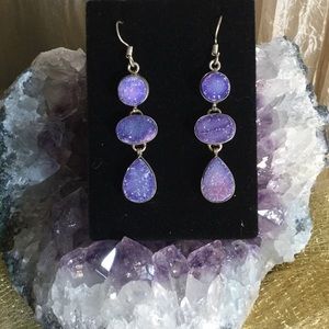 Sparkly moonlight purple Druzy earrings