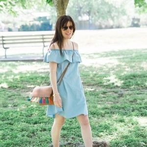 Chambray off the shoulder dress