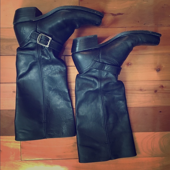 Women's black leather frye boots
