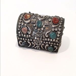 Vintage antique metal stone chest