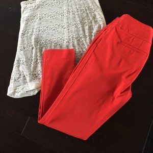 Red skinny dress pants from the Loft