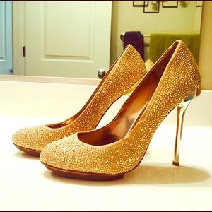 BCBG MaxAzria gold studded heels