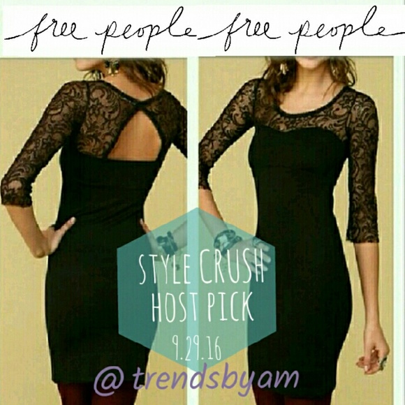 Free People Dresses & Skirts - Free People Black bodycon dress lace sleeves
