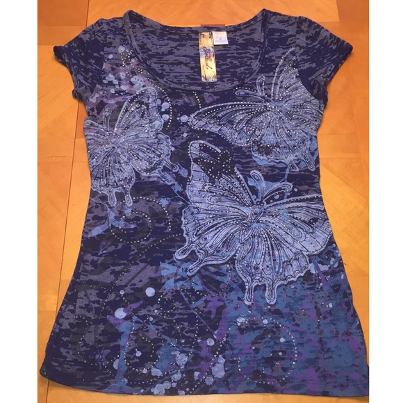 Blue Butterfly Crystal Top