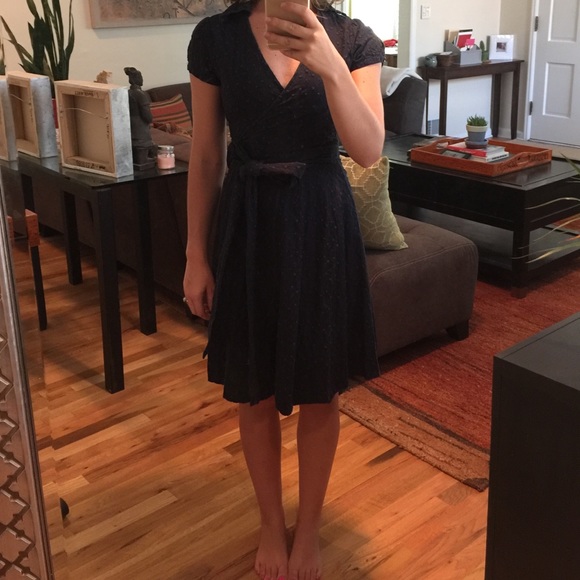 Banana republic navy eyelet wrap dress