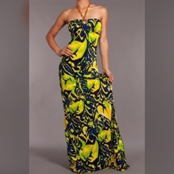 Floral Maxi dress with Gold Chain