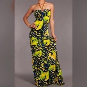 Floral Maxi dress with Gold Chain