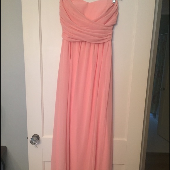 Peach floor length Lulu's strapless dress