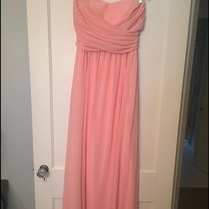 Peach floor length Lulu's strapless dress