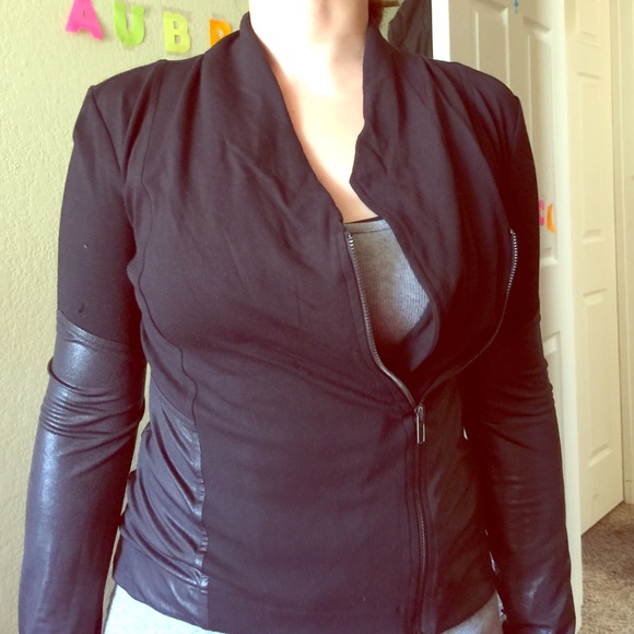 Black Faux leather and soft material jacket
