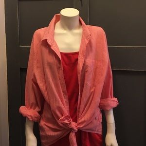 Old Navy red gingham button up shirt. Like new!!