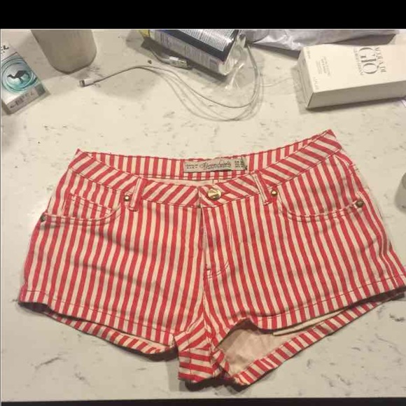 ZARA Red Stripe American Flag Shorts Jeans
