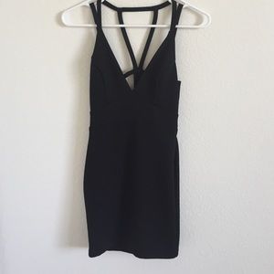 Black mini dress with cutout straps
