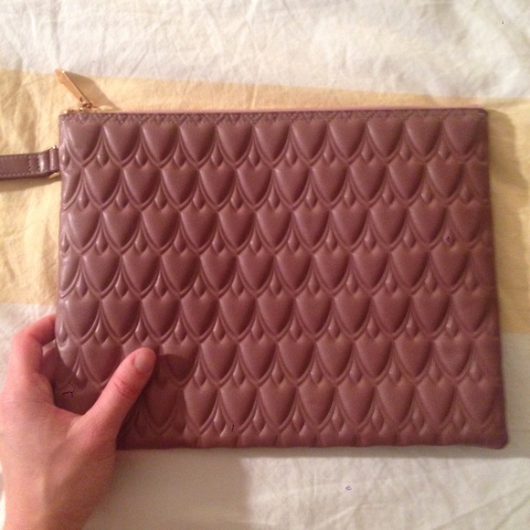 NWT Reece Hudson embossed Bowery Clutch in mauve