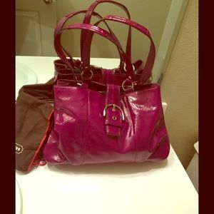 Coach purse, magenta patent leather