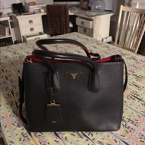 Prada Saffiano cuir medium double bag authentic
