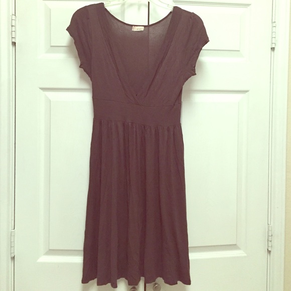 Brown V Neck Dress