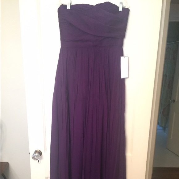 Plum floor length J. Crew bridesmaids dress