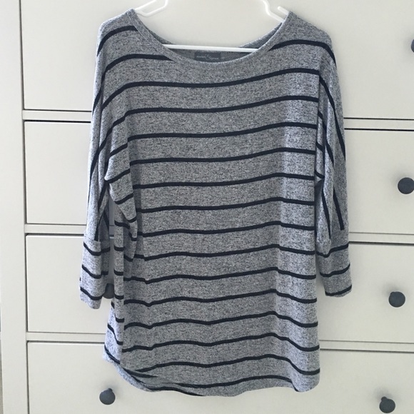 Black & Heather Grey Striped Dolman Top