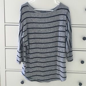 Black & Heather Grey Striped Dolman Top