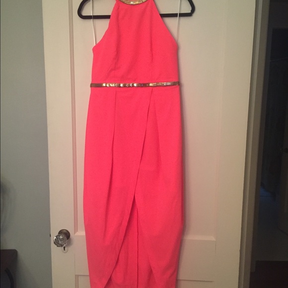 Hot pink, halter hi-low dress. Never worn. NWT.
