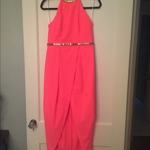 Hot pink, halter hi-low dress. Never worn. NWT.