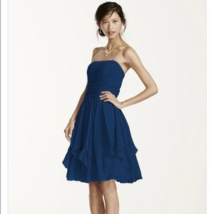 David's Bridal Strapless Chiffon Dress