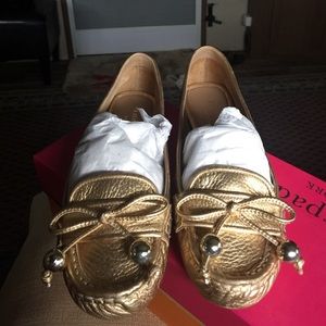 Kate spade gold loafers